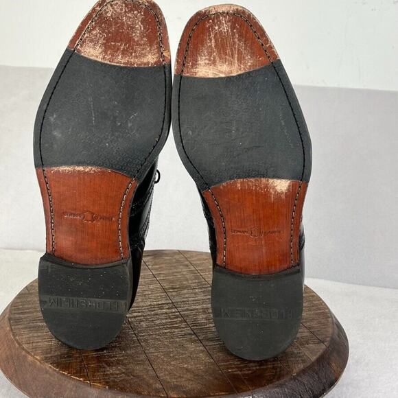 Florsheim Shoes Mens 12 Black Leather Wingtip Lexington Oxfords Brogue - Picture 11 of 14